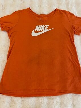 Nike Women’s Orange Short Sleeve Tee with White Logo